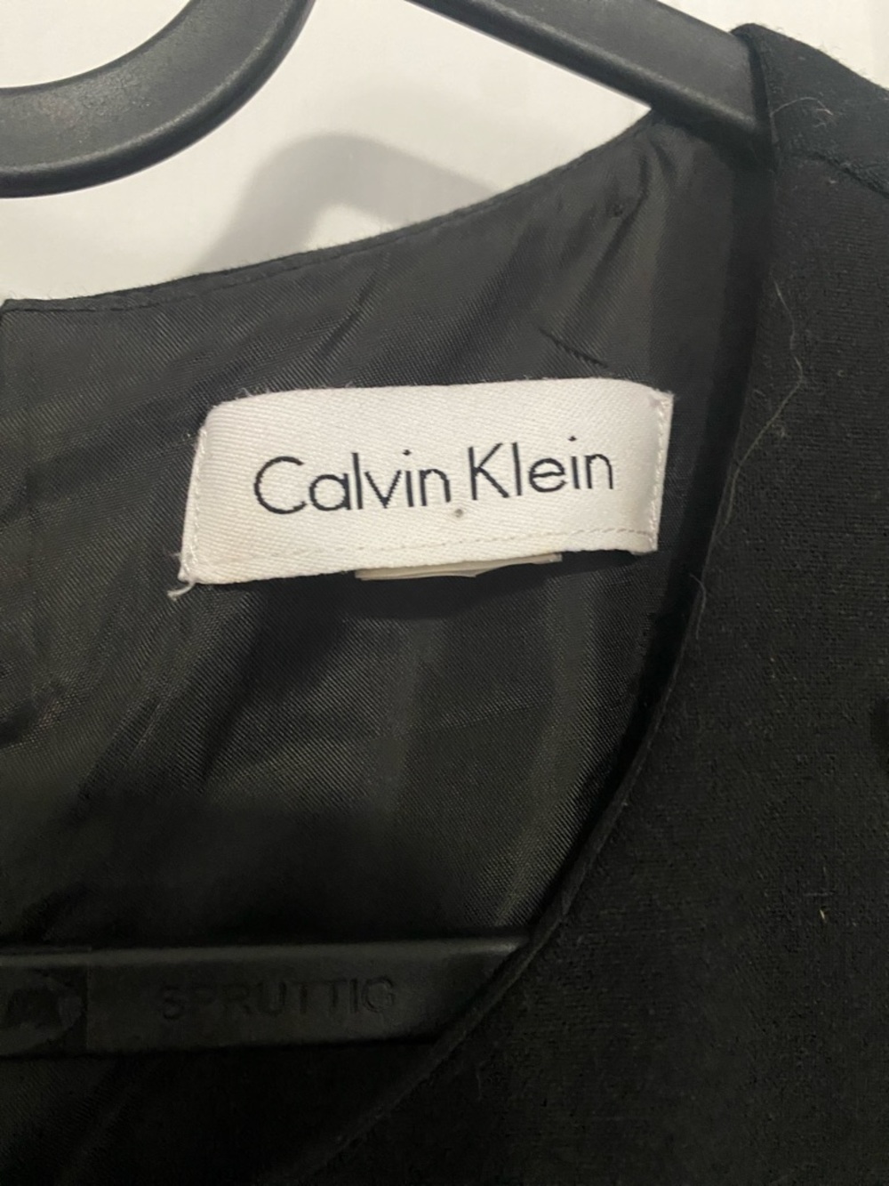Calvin Klein - Black Sleeveless Mini Dress with Gold Pin - Picture 4 of 5